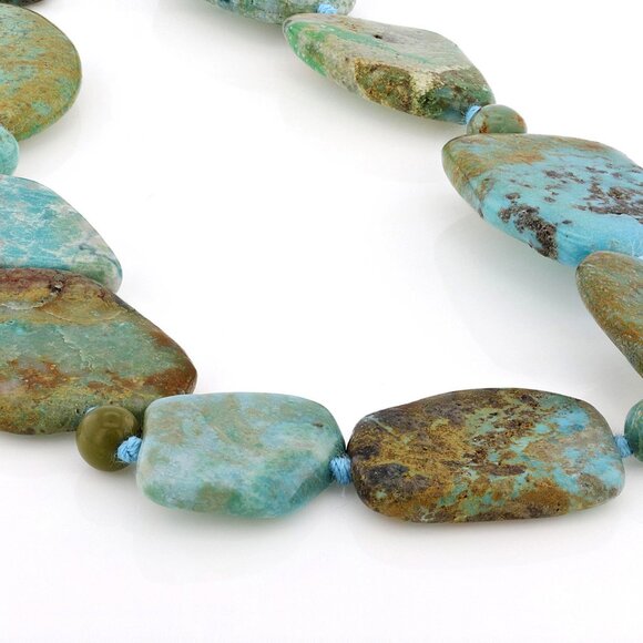 Mixed Green Turquoise Sterling Silver Beaded Necklace - new in box with tag - Picture 2 of 4